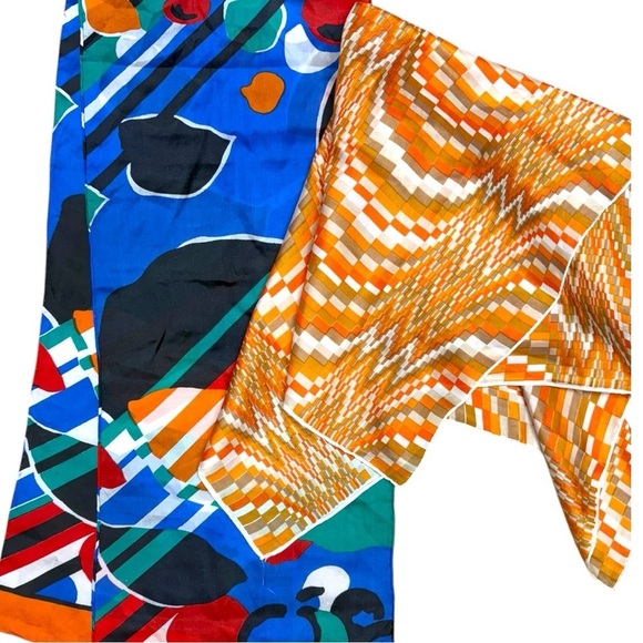 Vintage Scarf Bundle, Abstract Artistic Silk & Mod Geometric Orange - Picture 9 of 9
